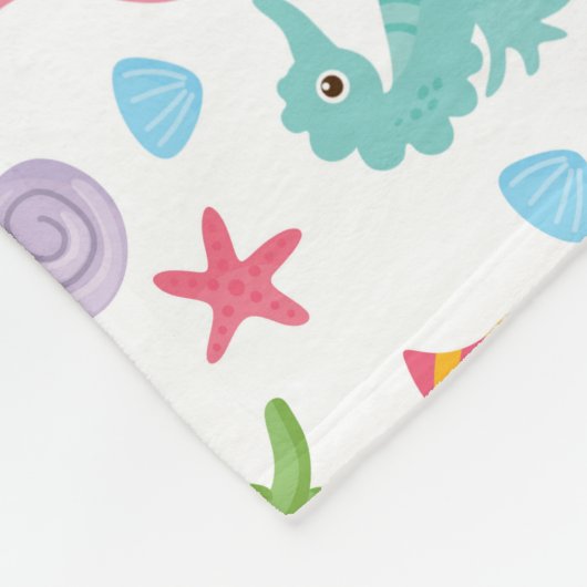 Cute Cartoon Ocean Zee Seashell, Starfish Summer Fleece Deken (Hoek)