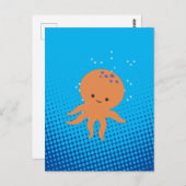 Cute Cartoon Octopus Blue Ocean Briefkaart (Voorkant / Achterkant)