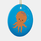Cute Cartoon Octopus Blue Ocean Keramisch Ornament (Rechts)