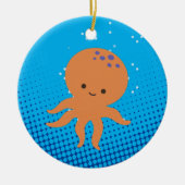 Cute Cartoon Octopus Blue Ocean Keramisch Ornament (Voorkant)