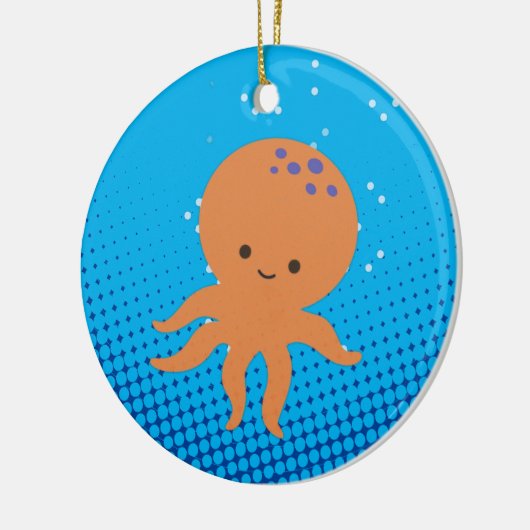 Cute Cartoon Octopus Blue Ocean Keramisch Ornament (Links)
