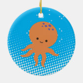 Cute Cartoon Octopus Blue Ocean Keramisch Ornament (Achterkant)