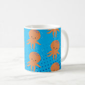 Cute Cartoon Octopus Blue Ocean Koffiemok (Voorkant rechts)