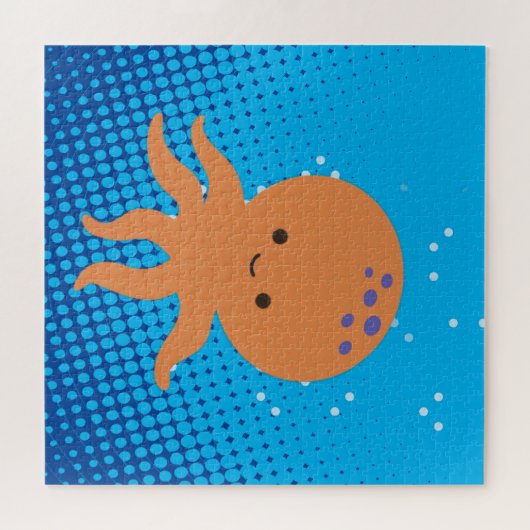 Cute Cartoon Octopus Blue Ocean Legpuzzel (Horizontaal)