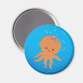 Cute Cartoon Octopus Blue Ocean Magneet (Voorkant / Achterkant)