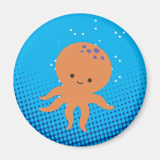 Cute Cartoon Octopus Blue Ocean Magneet (Voorkant)