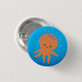Cute Cartoon Octopus Blue Ocean Ronde Button 3,2 Cm (Voorkant /achterkant)