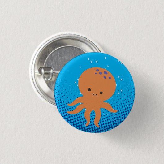 Cute Cartoon Octopus Blue Ocean Ronde Button 3,2 Cm (Voorkant /achterkant)