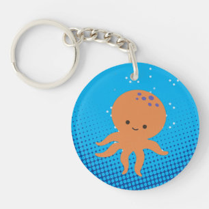 Cute Cartoon Octopus Blue Ocean Sleutelhanger