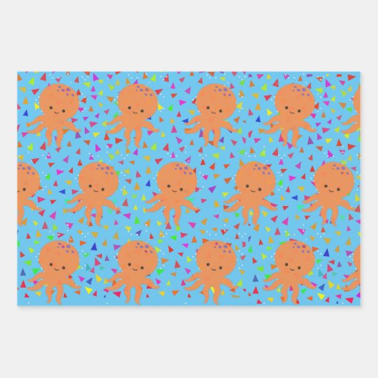 Cute Cartoon Octopus Confetti Pattern Inpakpapier Vel (Voorkant 2)