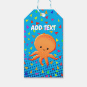 Cute Cartoon octopus met Confetti Cadeaulabel (Voorkant)