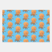 Cute Cartoon octopus met faux watten afdrukken Inpakpapier Vel (Voorkant 3)