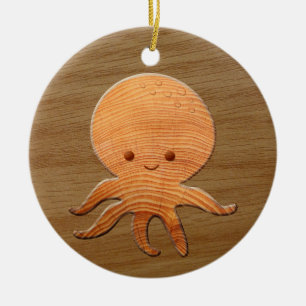 Cute Cartoon octopus met faux watten afdrukken Keramisch Ornament
