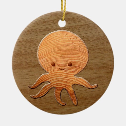 Cute Cartoon octopus met faux watten afdrukken Keramisch Ornament (Voorkant)