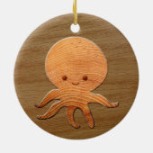 Cute Cartoon octopus met faux watten afdrukken Keramisch Ornament (Achterkant)