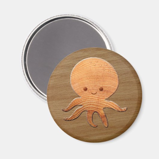 Cute Cartoon octopus met faux watten afdrukken Magneet (Voorkant / Achterkant)