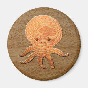 Cute Cartoon octopus met faux watten afdrukken Magneet