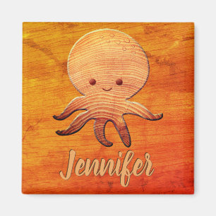Cute Cartoon octopus met faux watten afdrukken Magneet