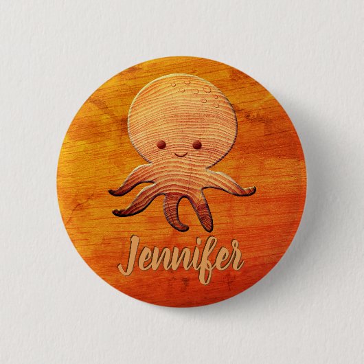Cute Cartoon octopus met faux watten afdrukken Ronde Button 5,7 Cm (Voorkant)