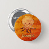 Cute Cartoon octopus met faux watten afdrukken Ronde Button 5,7 Cm (Voorkant /achterkant)