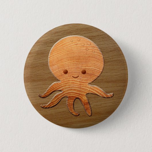 Cute Cartoon octopus met faux watten afdrukken Ronde Button 5,7 Cm (Voorkant)