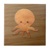 Cute Cartoon octopus met faux watten afdrukken Tegeltje (Voorkant)