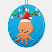 Cute Cartoon Octopus Santa Hat kerstlampjes Keramisch Ornament (Links)