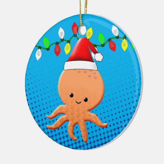 Cute Cartoon Octopus Santa Hat kerstlampjes Keramisch Ornament (Links)