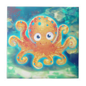 Cute Cartoon Octopus Tegeltje (Voorkant)