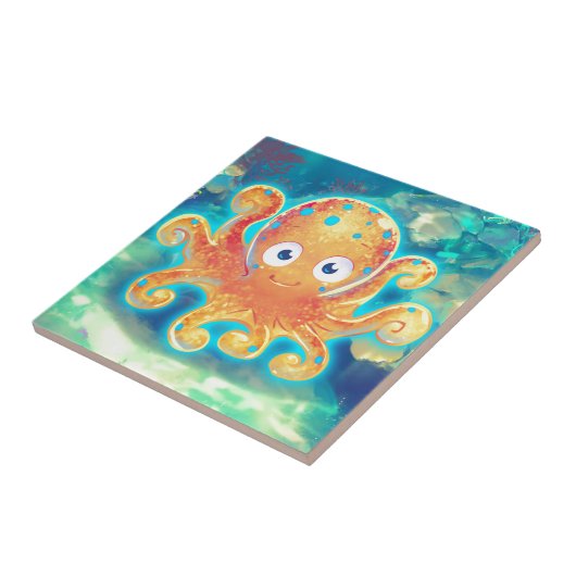 Cute Cartoon Octopus Tegeltje (Zijkant)