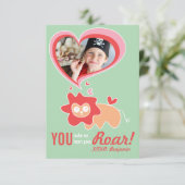 Cute Cartoon Oranje Lion Classroom Valentijn Foto Kaart (Staand voorkant)