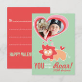 Cute Cartoon Oranje Lion Classroom Valentijn Foto Kaart (Voorkant / Achterkant)