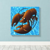 Cute Cartoon Oranje Lobster Canvas Afdruk (Insitu (Houten vloer))