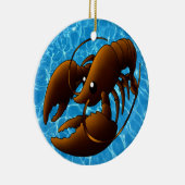Cute Cartoon Oranje Lobster Keramisch Ornament (Rechts)