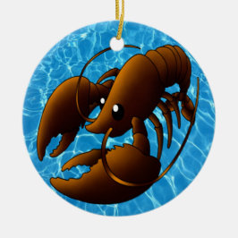 Cute Cartoon Oranje Lobster Keramisch Ornament