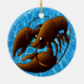 Cute Cartoon Oranje Lobster Keramisch Ornament (Achterkant)