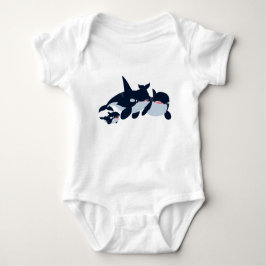 Cute Cartoon Orca Family Baby Bodysuit