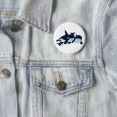 Cute Cartoon Orca Family Button Badge (In situ)