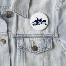 Cute Cartoon Orca Family Button Badge