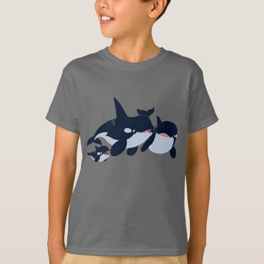 Cute Cartoon Orca Family Kinder T-Shirt (Voorkant)