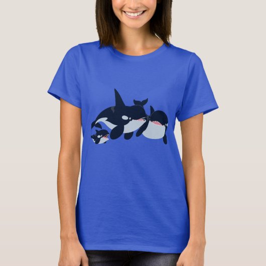 Cute Cartoon Orca Family Women T-Shirt (Voorkant)
