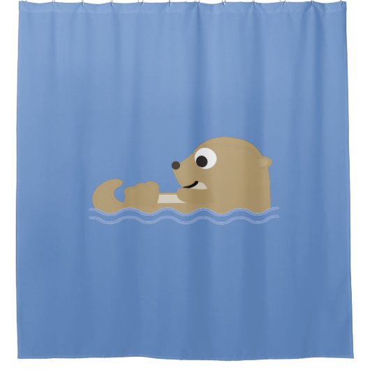 Cute Cartoon Otter Douchegordijn (Voorkant)