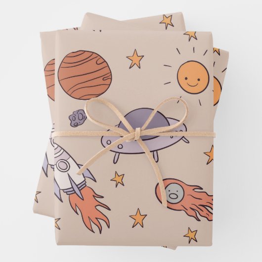 Cute Cartoon Outer Space Seamless Pattern Design Inpakpapier Vel (In situ)