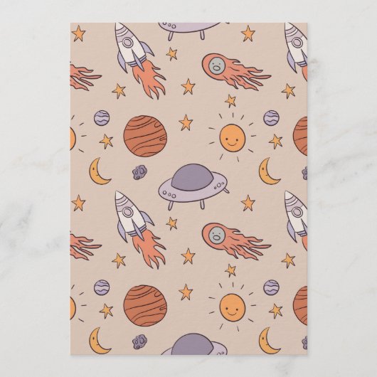 Cute Cartoon Outer Space Seamless Pattern Design Kaart (Voorkant)