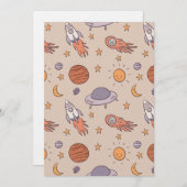 Cute Cartoon Outer Space Seamless Pattern Design Kaart (Voorkant / Achterkant)