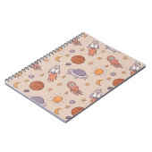 Cute Cartoon Outer Space Seamless Pattern Design Notitieboek (Linkerzijde)