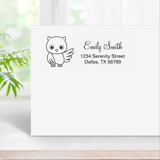 Cute Cartoon Owl Adres Rubberstempel