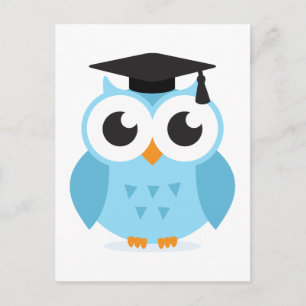 Cute cartoon owl afstuderen met mortarboard aankondigingskaart