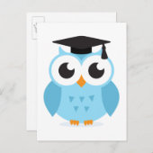 Cute cartoon owl afstuderen met mortarboard aankondigingskaart (Voorkant / Achterkant)
