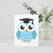 Cute cartoon owl afstuderen met mortarboard aankondigingskaart (Staand voorkant)